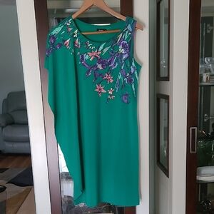 Green Floral Sleeveless Dress ❤️
